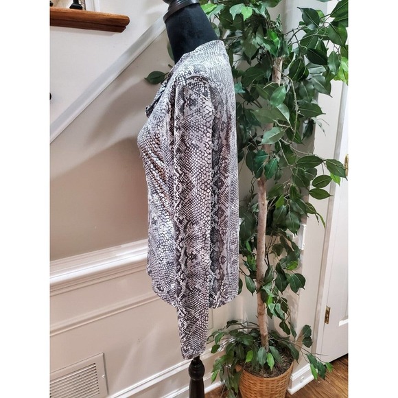 Tahari Womens White & Black Polyester Halter Neck Long Sleeve Top Blouse Medium - Picture 5 of 11